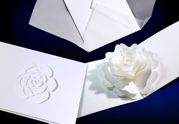 Blooming flower pop-up message card<Camellia> 第3張的照片