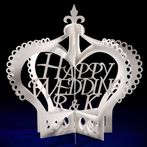イニシャル入れ】ウェディングポップアップカード〈クラウン