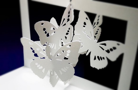 風にゆれる ポップアップメッセージカード　〈バタフライ〉 2枚目の画像