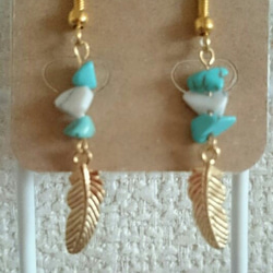 ~Turquoise × feather~  ターコイズ フェザー ピアス 3枚目の画像