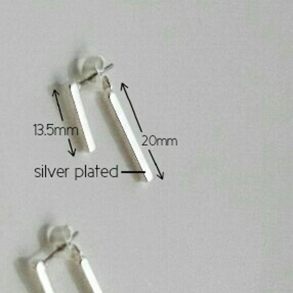 B品★~stick pierce~ 2way＊シルバー スティック シンプル ピアス 3枚目の画像