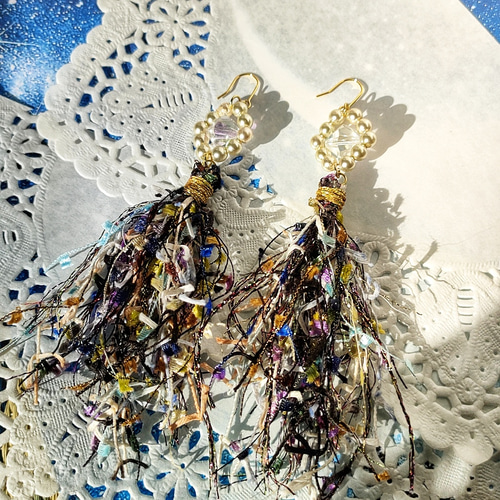 アヴリルの糸で作ったピアス/ノンホールピアス/イヤリング ピアス 