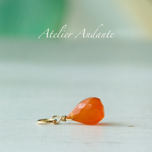 誕生石の一粒ネックレスチャーム 【7月】カーネリアン（ドロップ