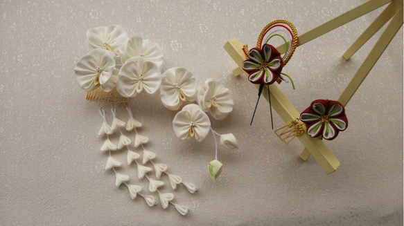 つまみ細工の髪飾り【かんざし 成人式 卒業式 披露宴 七五三 着物 胡蝶