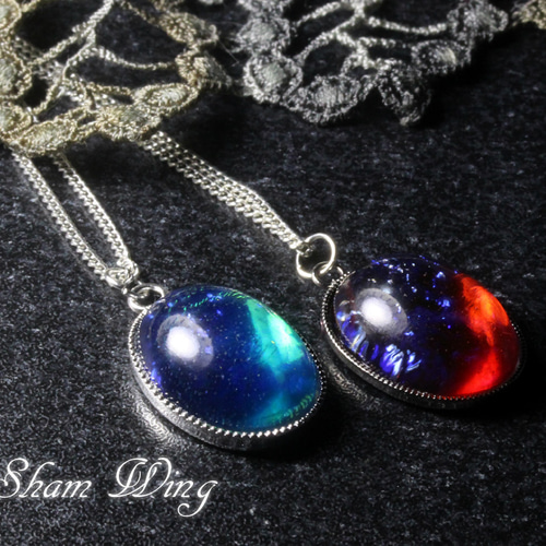 龍の息吹✿虹入りドラゴンブレスシンプルペンダントG☆ブルーグリーン