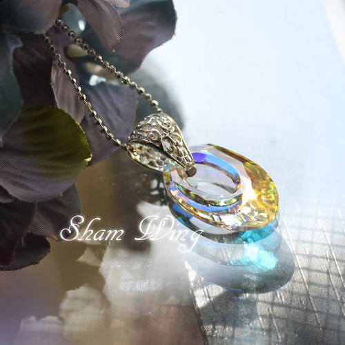 スワロフスキー✿＃6040ヘリオスネックレス.+:｡クリスタルAB.+: 