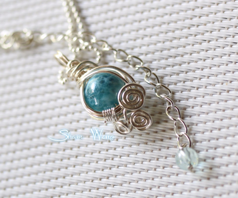 良質ラリマーワイヤーネックレス.+:｡Bubble.+:｡✿天然石