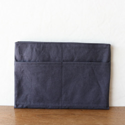 在庫アリ★チャコールグレー　浜松産帆布使用バッグインバッグ（薄型） 2枚目の画像