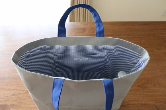 mネイビー×ライトグレー　倉敷産帆布使用トートＬ【受注製作】 3枚目の画像