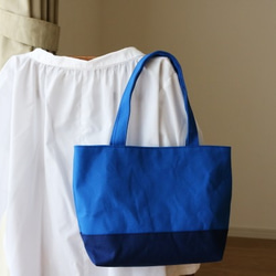 オーシャンブルー×ネイビー 倉敷帆布使用トートM持ち手長め【受注製作