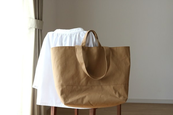 アーモンド　倉敷産帆布使用2WAY XXL【受注製作】 2枚目の画像