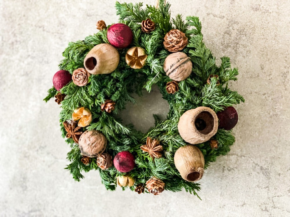 本物の枝もので作ったミニクリスマスリース＊トランペットユーカリ