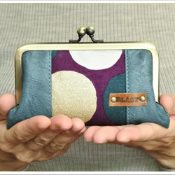 【販売終了】カラフルドットとPUレザーのカードケース・ミニ財布【受注製作】 1枚目の画像