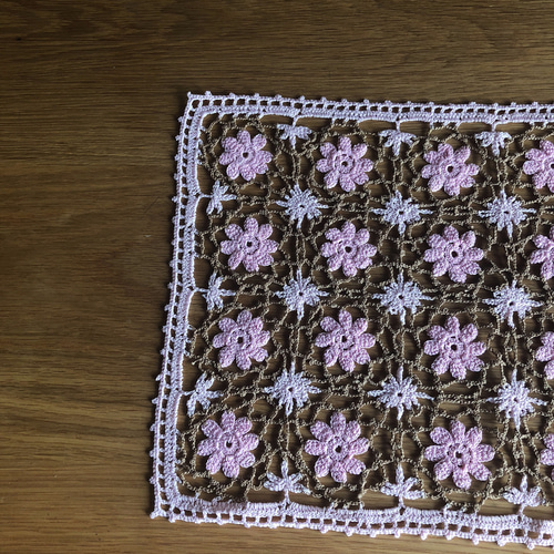 レース編み 長方形 花柄 ミニテーブルセンター ドイリー その他