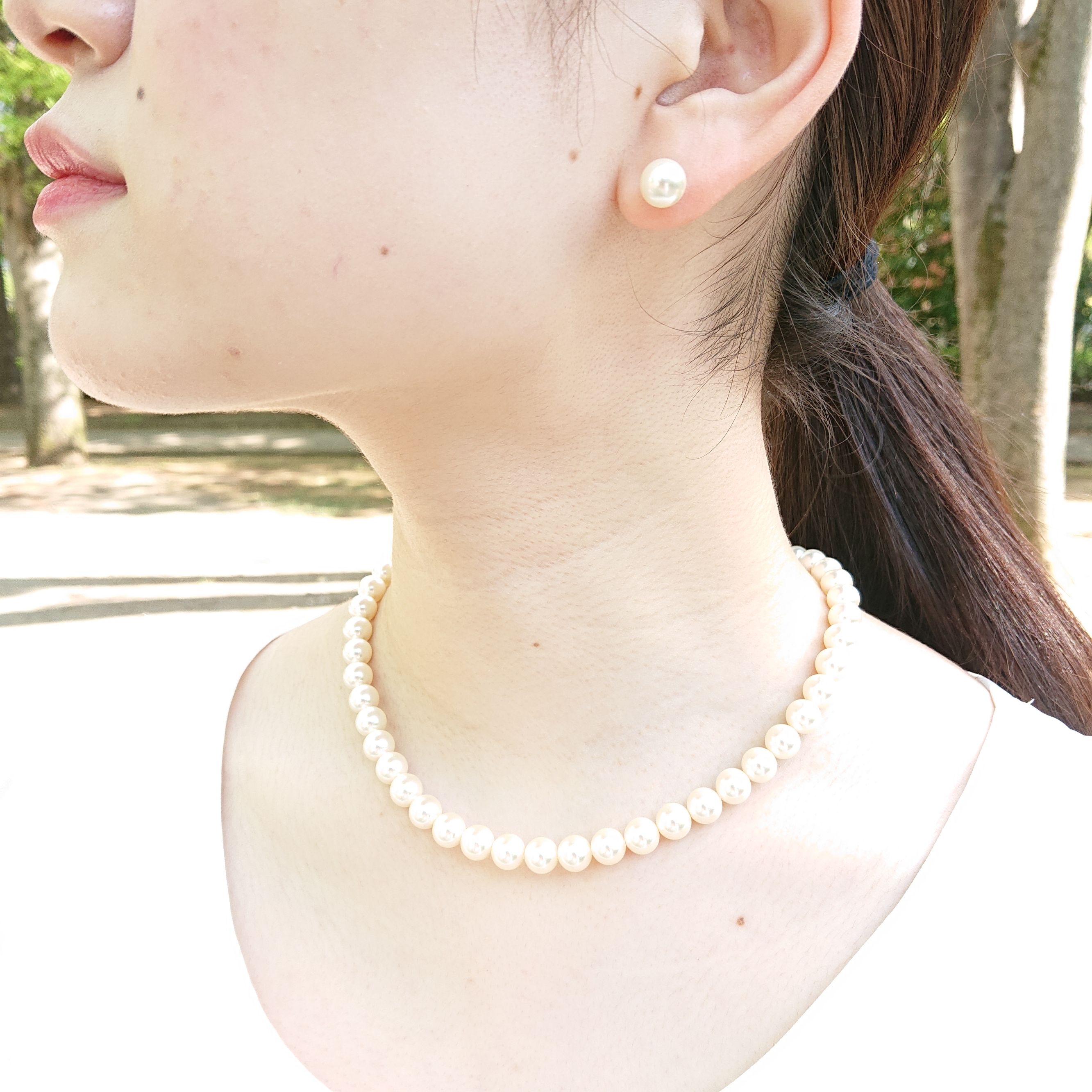 14kgf クリスタルパールネックレスと一粒ピアスのフォーマルセット 入学式  卒園式 大人フォーマル2023