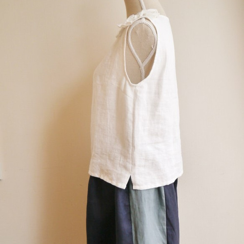 マロン様オーダー】リネンフリルノースリーブ ブラウス エムエクリュ  