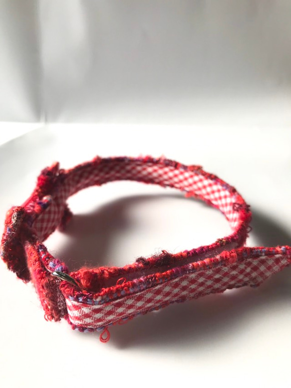 手織り布の猫の首輪(鈴つき) 5枚目の画像