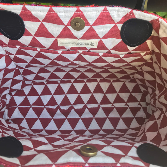 手織り（さをり織り）のトートバッグ A 5枚目の画像