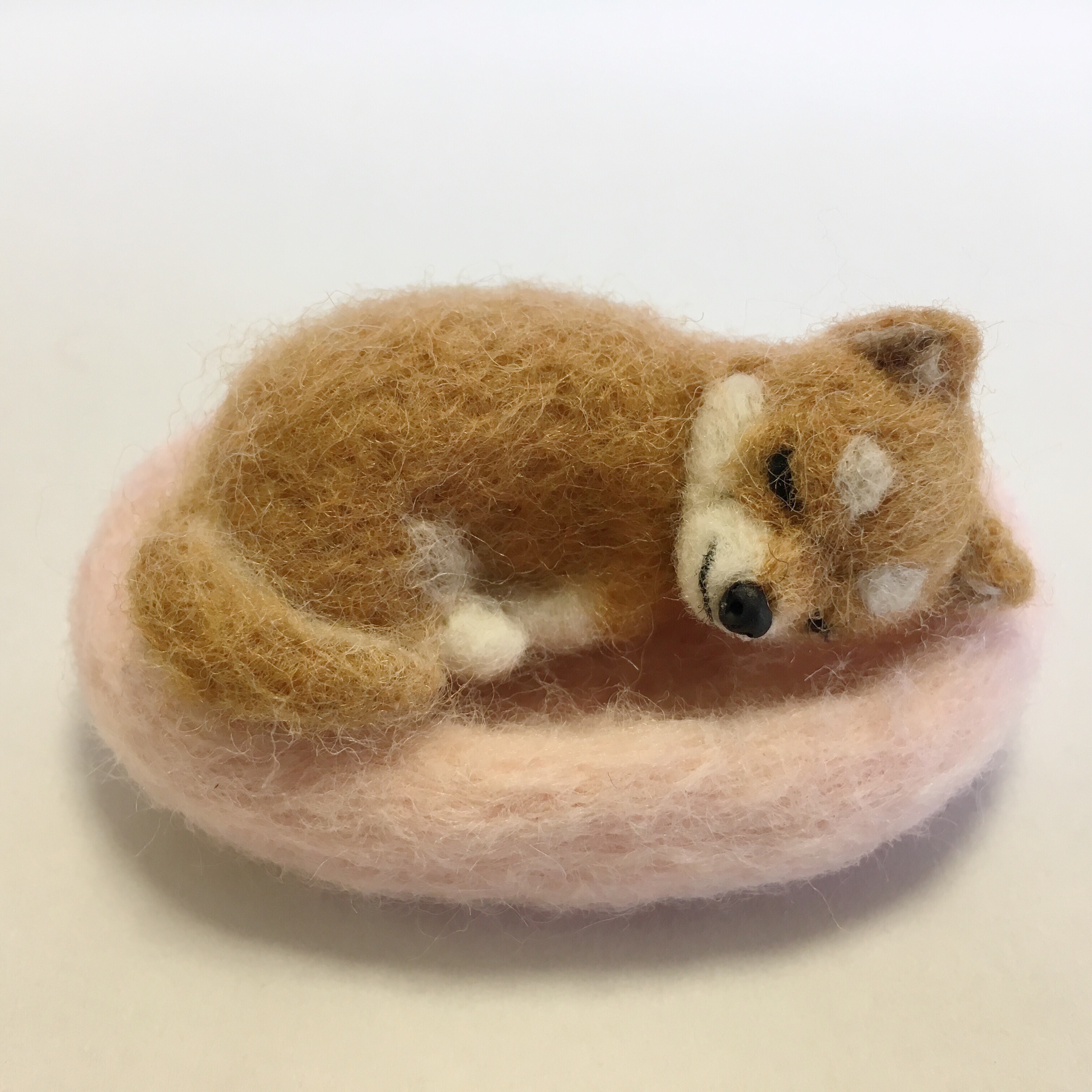 羊毛フェルト♡おねんねする柴犬 羊毛フェルトマスコット おねんね柴犬ちゃん 羊毛フェルト tinkle 通販