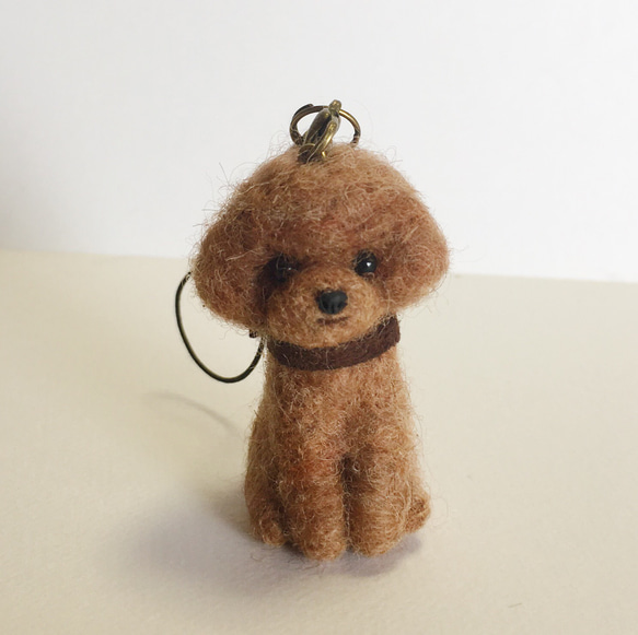 羊毛フェルトストラップ トイプードル レッド 羊毛フェルト tinkle  