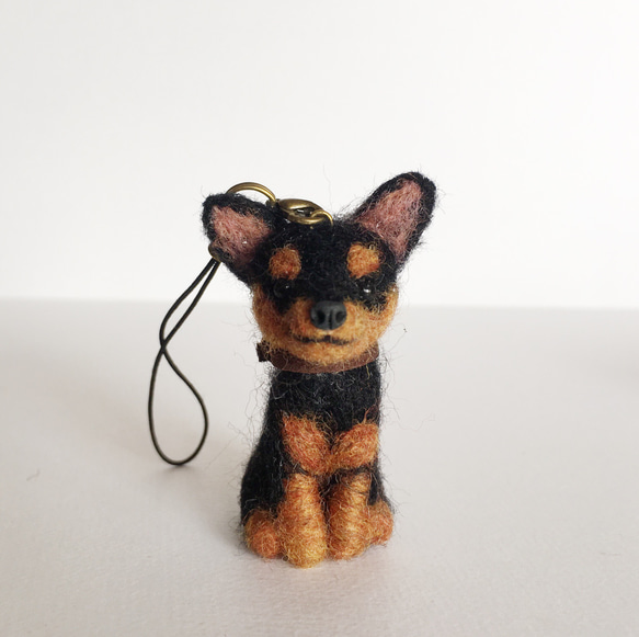 羊毛フェルトストラップ ミニチュアピンシャー 羊毛フェルト tinkle