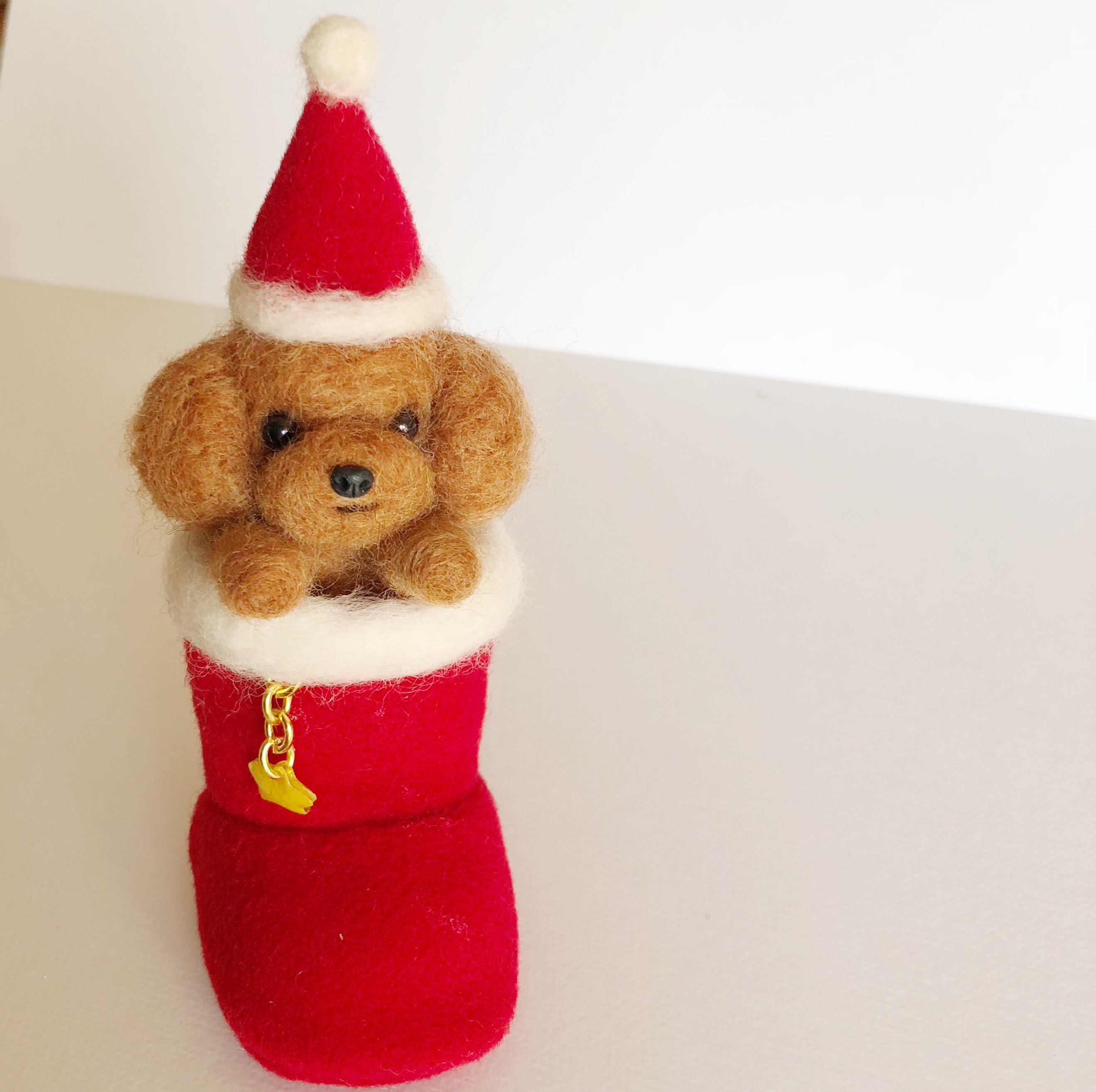 値下げ☆羊毛フェルト クリスマス作品 トイプードル レッド 羊毛