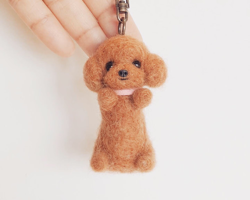 大きいサイズ 羊毛フェルト トイプードル キーホルダー 羊毛