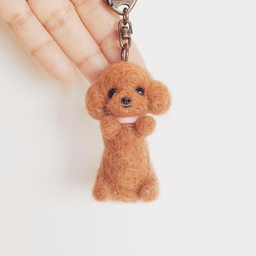 大きいサイズ 羊毛フェルト トイプードル キーホルダー 羊毛フェルト