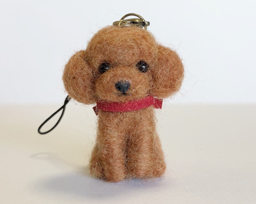 羊毛フェルト　トイプードル(レッド) 羊毛フェルト ストラップ トイプードル レッド 羊毛フェルト