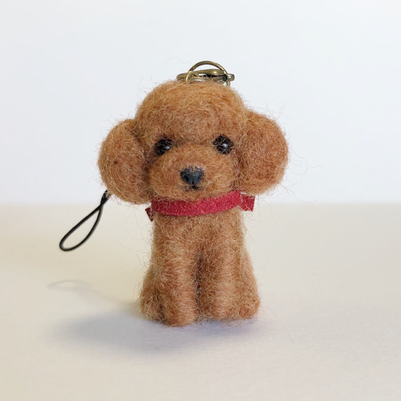 羊毛フェルト ストラップ トイプードル レッド 羊毛フェルト tinkle