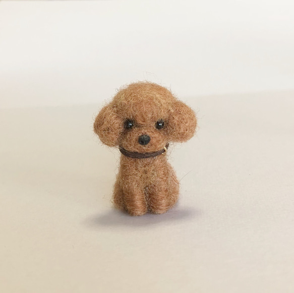 羊毛フェルト ミニチュアマスコット トイプードル レッド 羊毛フェルト