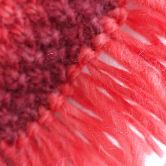 かのこ編みのグラデーションマフラー(美しい夕暮れ)手編み 4枚目の画像