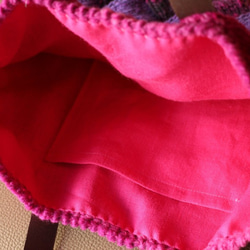 【年末セール】バスケット編みのワンマイルバッグ ピンクミックス 3枚目の画像