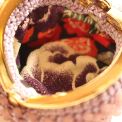 レトロなビーズ編みの小さながま口（紫） 2枚目の画像
