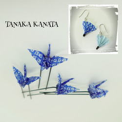 レジンに閉じ込められちゃった！？折り鶴ストラップ(水色×ピンク空