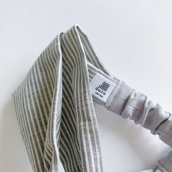 会津木綿のターバン(ライトグレー縞×白虎グレー) 3枚目の画像