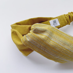 会津木綿のターバン(黄縞×黄) 3枚目の画像