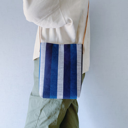 会津木綿のショルダーバッグ(青縞) 2枚目の画像
