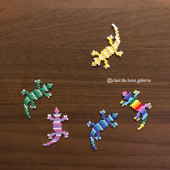 149 ブローチシリーズトカゲちゃん　ハンドメイド　ピアスorイヤリング 149 ブローチシリーズトカゲちゃんハンドメイドピアスorイヤリング