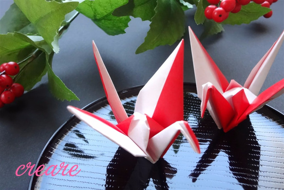 紅白折り鶴シャワー：ブライダルアイテム 1枚目の画像