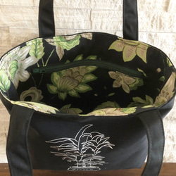 りれかオリジナルプリント　リバーシブルトートバッグ - Large Green Floral 4枚目の画像