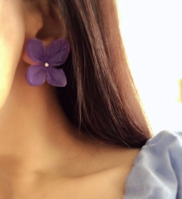 紫陽花のイヤリング♡ 3枚目の画像