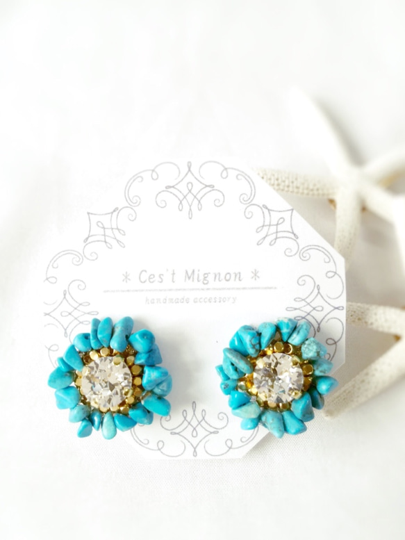 round turquoise＊earaccessory＊ 2枚目の画像