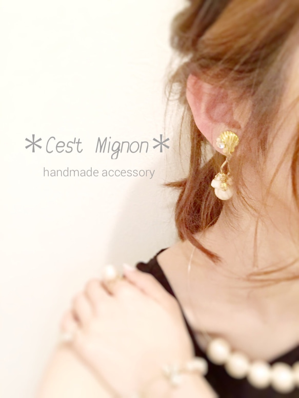 shell gold mix＊earaccessory＊ 3枚目の画像