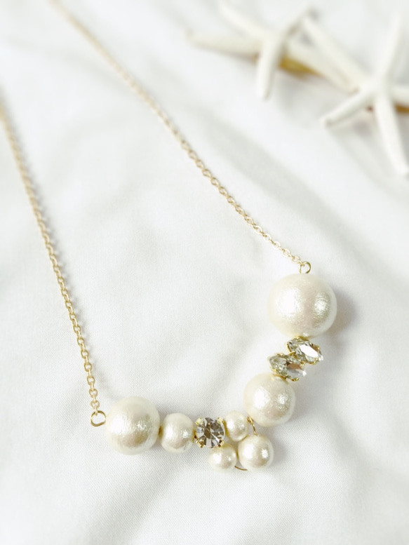 cotton pearl×bijou＊necklace＊ 2枚目の画像