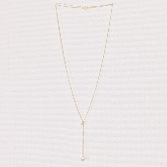 【14kgf】petit swaro×pearl long necklace 4枚目の画像