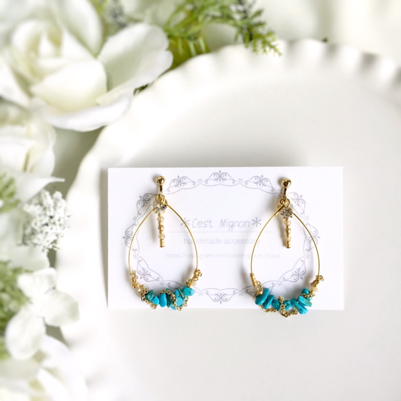 turquoise hoop earring 1枚目の画像