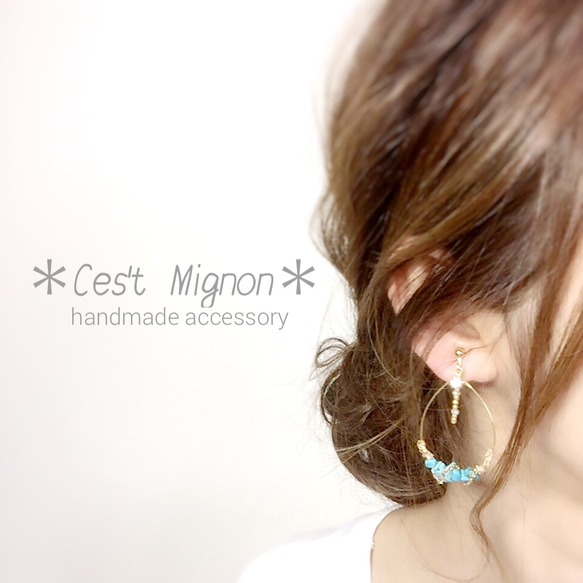 turquoise hoop earring 3枚目の画像