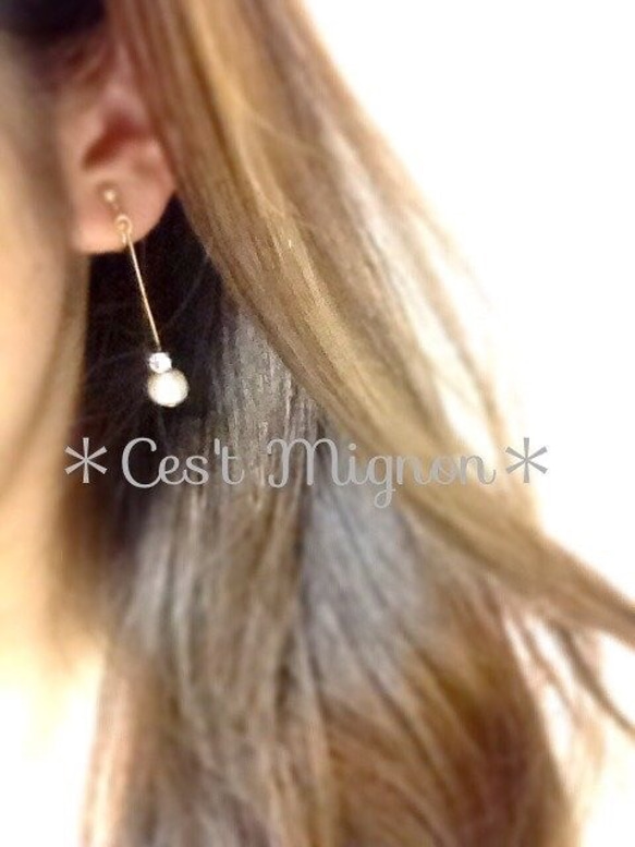 cotton pearl long *ear accessory* 3枚目の画像