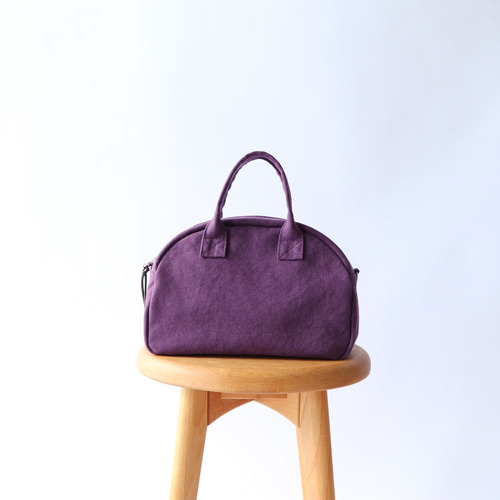 帆布のミニボストン（パープル）小さくても収納力抜群2way仕様